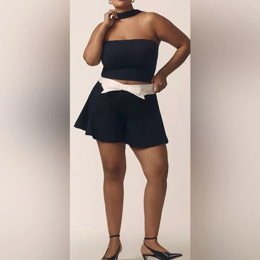 Anthropologie Maeve Black White Paneled Skirt Shorts Size [Size]